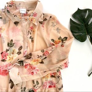 Cupio Sheer Spring Floral & Flowy Blouse